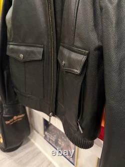 Harley-Davidson Men's Military Style Black Leather Bomber Jacket Sz M