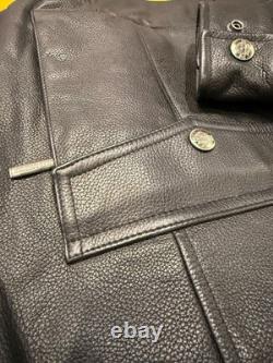 Harley-Davidson Men's Military Style Black Leather Bomber Jacket Sz M