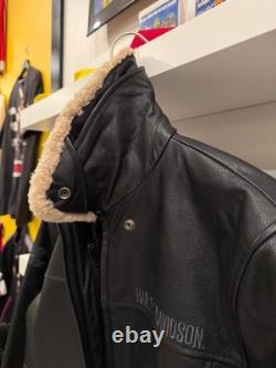 Harley-Davidson Men's Military Style Black Leather Bomber Jacket Sz M