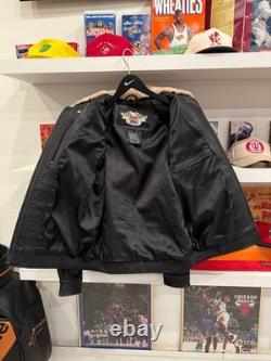 Harley-Davidson Men's Military Style Black Leather Bomber Jacket Sz M