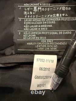 Harley-Davidson Men's Military Style Black Leather Bomber Jacket Sz M