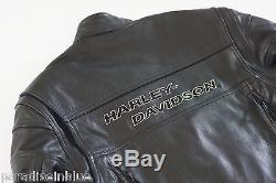 Harley Davidson Men's ORIGINAL COMPETITION Black Leather Jacket L Body Armor
