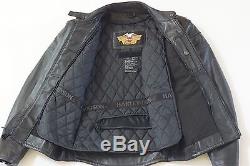 Harley Davidson Men's ORIGINAL COMPETITION Black Leather Jacket L Body Armor
