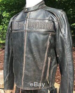 Harley Davidson Men's ROADWAY Brown Distressed Leather Jacket 98002-11V Large