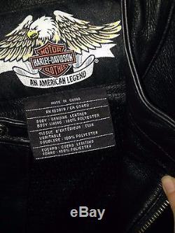 Harley Davidson Men's Rare Torque Orange Stripes Black Leather Jacket Large (XL)