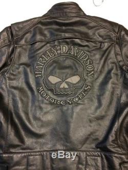 Harley Davidson Men's Reflective Skull Willie G Leather Jacket 3XL Tall 3XLT