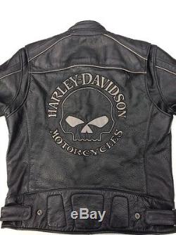 Harley Davidson Men's Reflective Skull Willie G Leather Jacket 98099-07VM Large