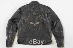 Harley Davidson Men's Reflective WillieG Skull Black Leather Jacket 98099-07VM L