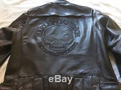 Harley Davidson Men's Reflective Willie G Skull Leather Jacket 98099-07VM XL