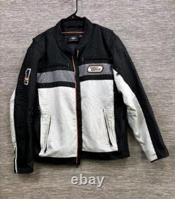Harley Davidson Men's Riding Jacket Size XL Black White Full Zip