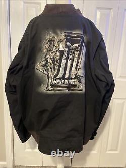 Harley Davidson Men's Ripstop Cotton Canvas Black Label #1 Jacket 97537-10VM 4XL