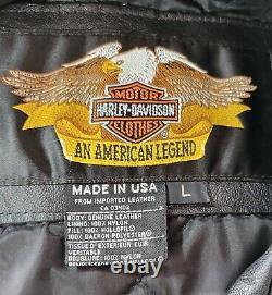 Harley Davidson Men's SHOVELHEAD Black Leather Jacket Size L Made in USA