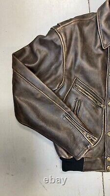 Harley Davidson Men's Vintage 90's D-Pocket Distressed Brown Leather Jacket M