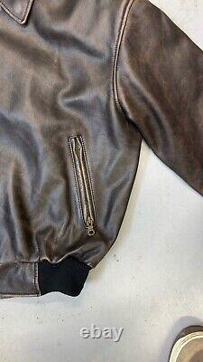 Harley Davidson Men's Vintage 90's D-Pocket Distressed Brown Leather Jacket M