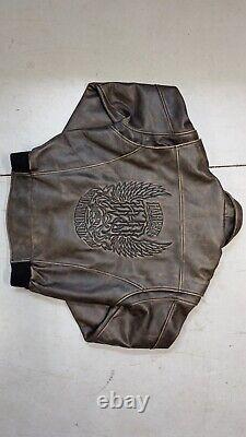 Harley Davidson Men's Vintage 90's D-Pocket Distressed Brown Leather Jacket M