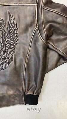 Harley Davidson Men's Vintage 90's D-Pocket Distressed Brown Leather Jacket M