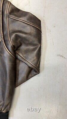 Harley Davidson Men's Vintage 90's D-Pocket Distressed Brown Leather Jacket M