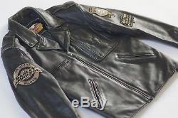 Harley Davidson Men's Vintage 90's Embossed Eagle Leather Jacket Laces L RARE