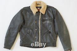 Harley Davidson Men's Vintage 90's Shearling Black Leather BOMBER Jacket Rare L