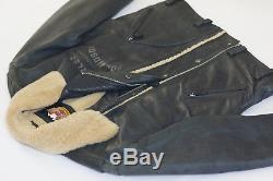 Harley Davidson Men's Vintage 90's Shearling Black Leather BOMBER Jacket Rare L