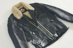 Harley Davidson Men's Vintage 90's Shearling Black Leather BOMBER Jacket Rare XL