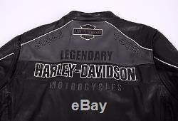 Harley Davidson Mens 2XL Leather Jacket B&S Reflective Black Gray Motorcycle XXL