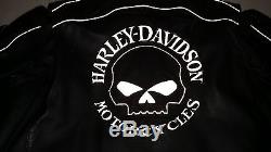 Harley Davidson Mens 3XL Reflective Skull Black Leather Jacket 98099-07VM