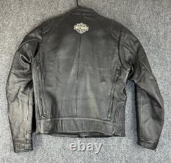 Harley-Davidson Mens Black Leather Motorcycle Jacket Cafe Racer Sz M Mint Cond