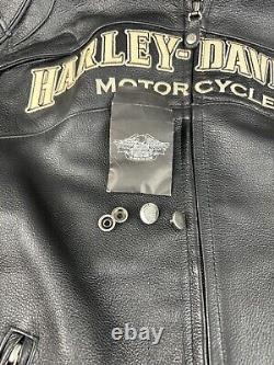 Harley-Davidson Mens Black Leather Motorcycle Jacket Cafe Racer Sz M Mint Cond