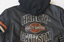 Harley Davidson Mens Classic Enthusiast Black Leather Jacket 3 in 1 L 97070-09VM