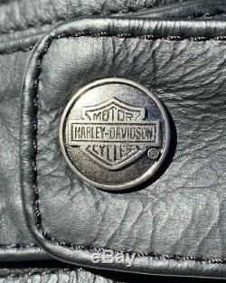 Harley Davidson Mens EXCURSION Black Leather Jacket XL Bar & Shield 3N1 Hoodie