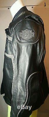 Harley Davidson Mens LUMINATOR 360 Reflective Black Leather Jacket L 98013-10VM