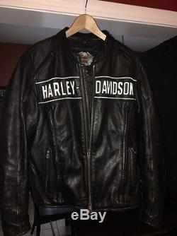 Harley Davidson Mens Large Road Warrior Leather 3 in 1 Motorcycle Jacket