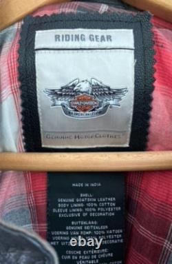 Harley Davidson Mens Leather Jacket Large Black Riding Motorcycle Vintage Style