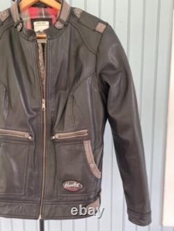 Harley Davidson Mens Leather Jacket Large Black Riding Motorcycle Vintage Style