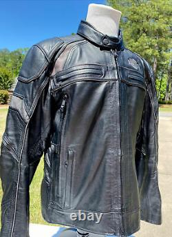 Harley Davidson Mens MEDALLION Black Leather Jacket XL 98077-15VM Reflective