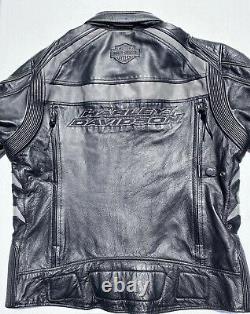 Harley Davidson Mens MEDALLION Black Leather Jacket XL 98077-15VM Reflective