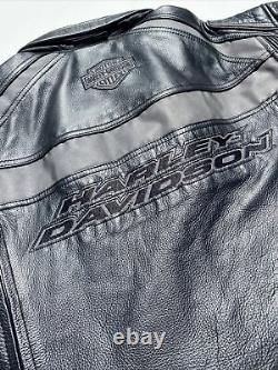 Harley Davidson Mens MEDALLION Black Leather Jacket XL 98077-15VM Reflective