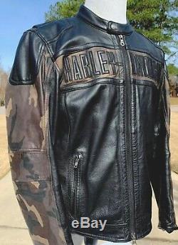 Harley-Davidson Mens NIGHTFALL Camo Leather Jacket 97036-08VM Large Camouflage