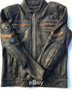 Harley Davidson Mens PLANK Leather Jacket Large Distressed 97046-15VM