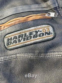 Harley Davidson Mens PLANK Leather Jacket Large Distressed 97046-15VM