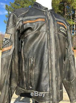 Harley Davidson Mens PLANK Leather Jacket Large Distressed 97046-15VM