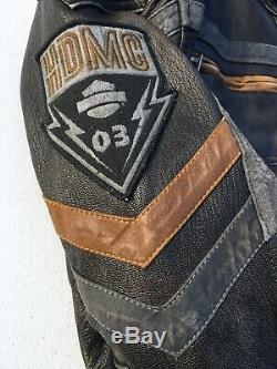 Harley Davidson Mens PLANK Leather Jacket Large Distressed 97046-15VM