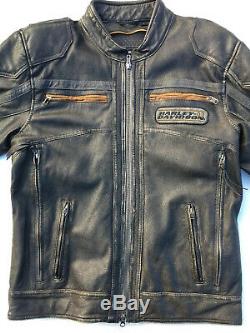 Harley Davidson Mens PLANK Leather Jacket Large Distressed 97046-15VM