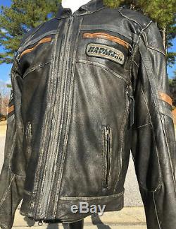 Harley Davidson Mens PLANK Leather Jacket Large Distressed 97046-15VM