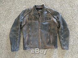 Harley Davidson Mens ROADWAY Distress Brown Leather Jacket Medium 98002-11VM