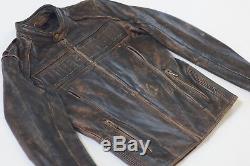 Harley Davidson Mens ROADWAY Distress Brown Leather Jacket S 98002-11VM