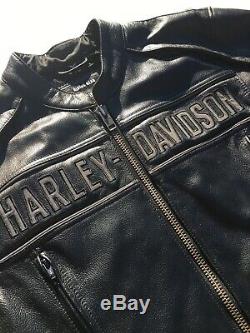 Harley Davidson Mens ROAD WARRIOR 3N1 Leather Jacket Medium Black Reflective