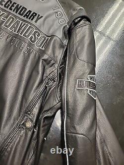 Harley Davidson Mens Reflective Black Leather Jacket XXL 97182 14VM 2XL