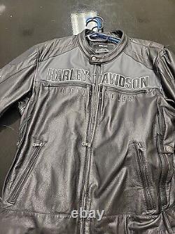 Harley Davidson Mens Reflective Black Leather Jacket XXL 97182 14VM 2XL